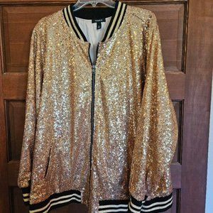 Torrid gold sequin bomber jacket size xL